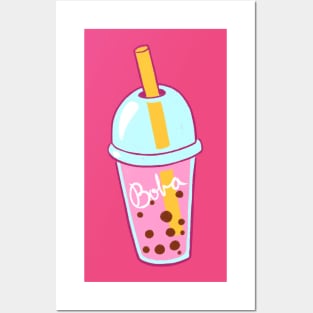 Pink Boba Tea Posters and Art